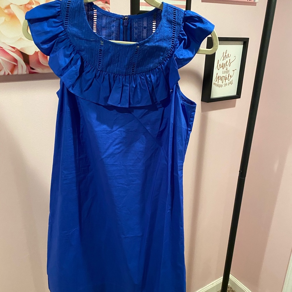 J. Crew Royal Blue With Ruffle Dress